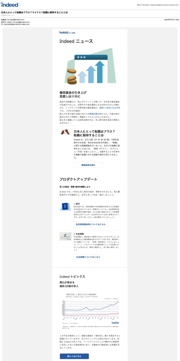 Indeed Japan jobseeker survey email on Japanese attitudes to career change, by Mami Yamazaki.