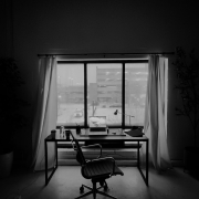Empty creative agency desk by a window — where did all the good creatives go