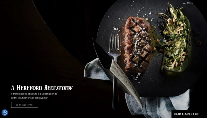 A Hereford Beefstouw restaurant marketing copy by Danish copywriter Peter Petersen