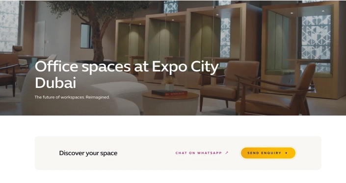 Expo City Dubai office spaces webpage by Mahmoud Mujahed, English Arabic copywriter